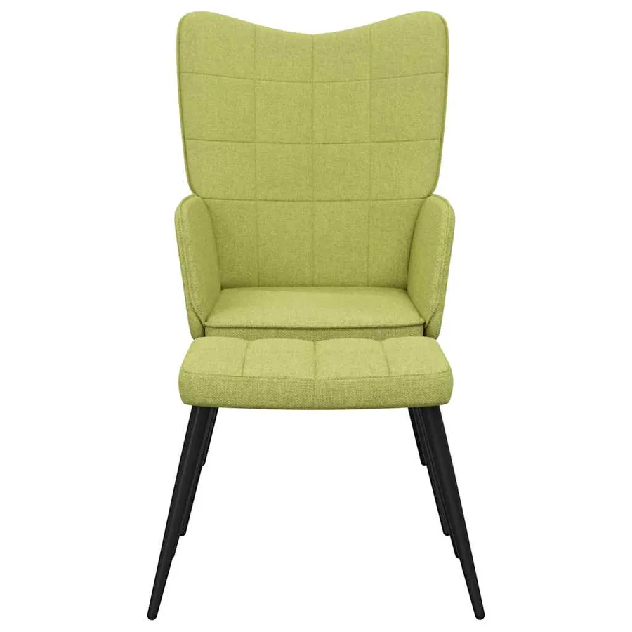 Chaise de relaxation avec tabouret Vert Tissu - 4