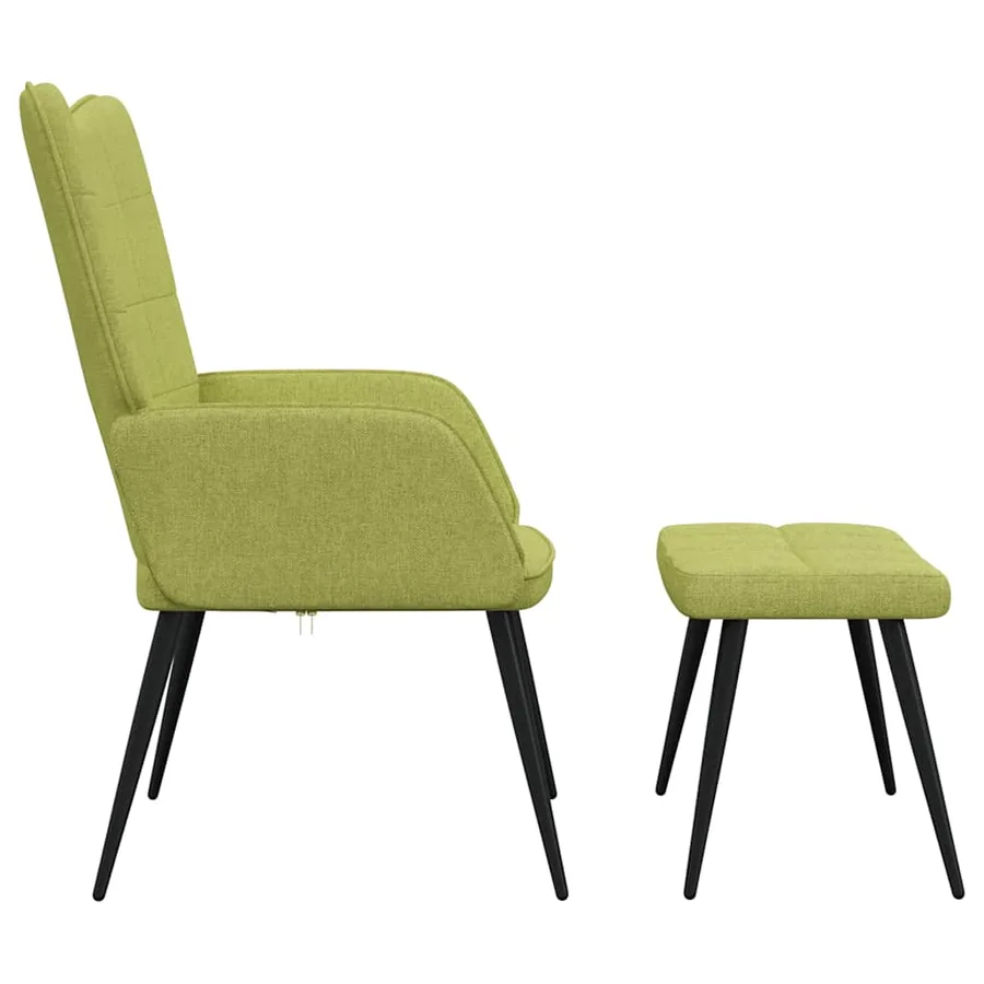 Chaise de relaxation avec tabouret Vert Tissu - 6