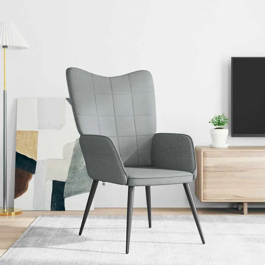 Chaise de relaxation Gris clair Tissu - 3