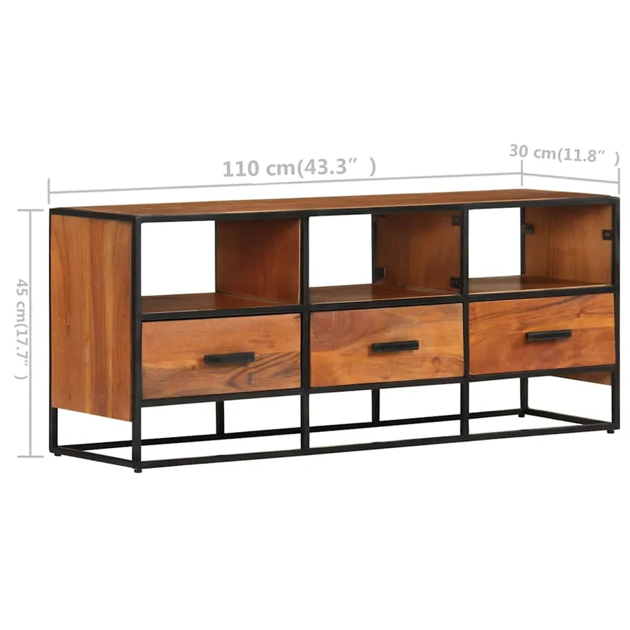 Meuble TV 110x30x45 cm Bois d'acacia massif - 8