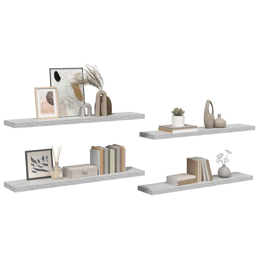 Étagères murales flottantes 4 pcs gris béton 120x23,5x3,8cm MDF - 5