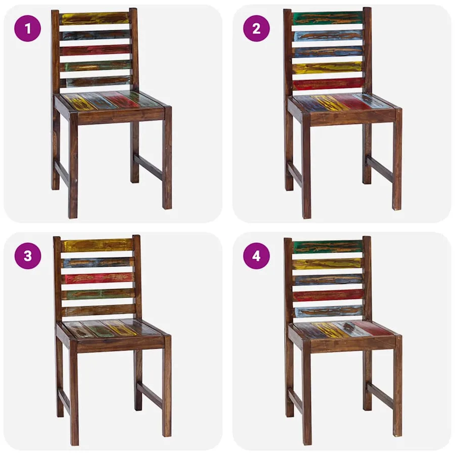 Chaises à manger lot de 2 bois de récupération solide - 3