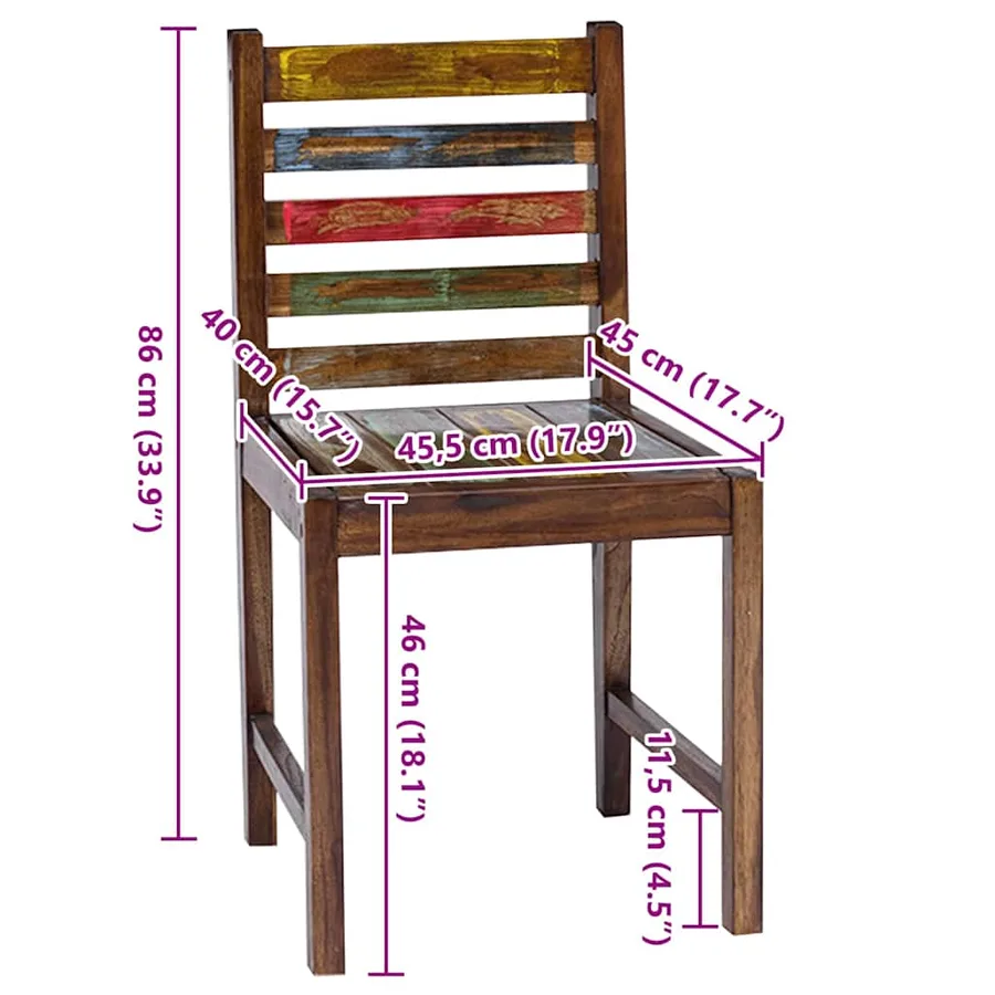 Chaises à manger lot de 2 bois de récupération solide - 9