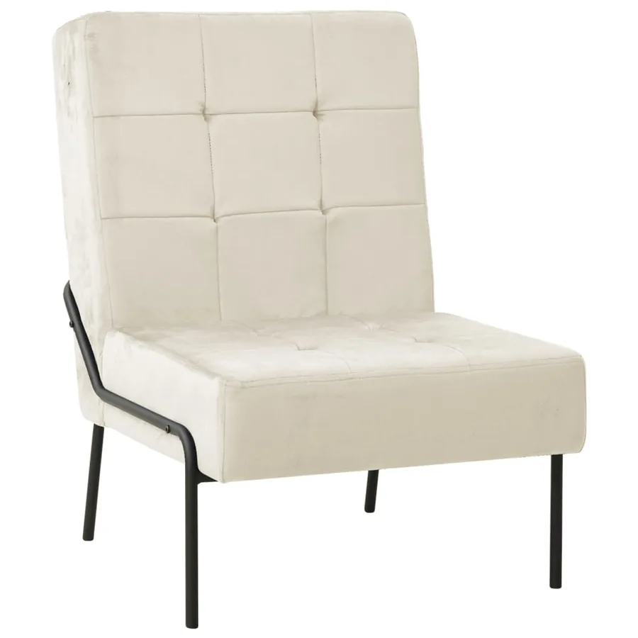 Chaise de relaxation 65x79x87 cm Blanc crème Velours
