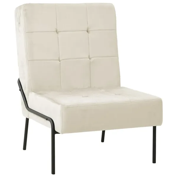 Chaise de relaxation 65x79x87 cm Blanc crème Velours