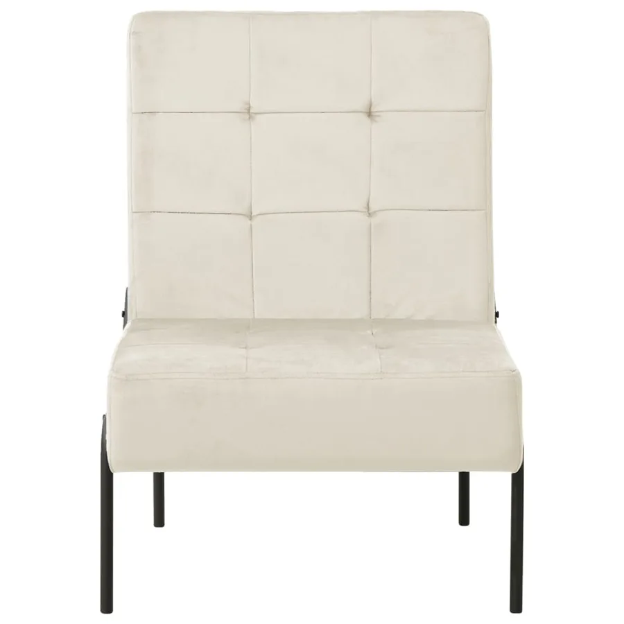 Chaise de relaxation 65x79x87 cm Blanc crème Velours - 2