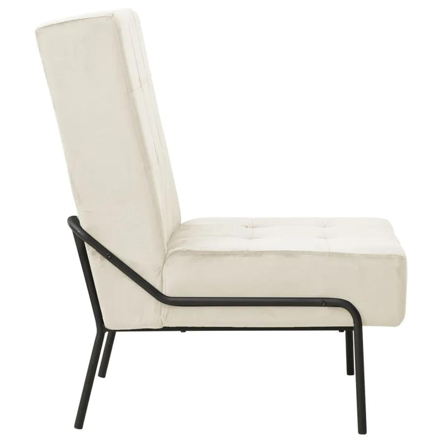 Chaise de relaxation 65x79x87 cm Blanc crème Velours - 3