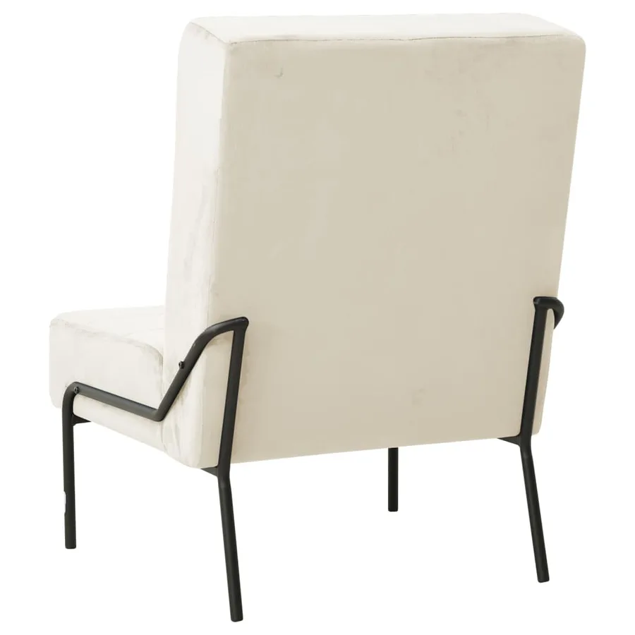 Chaise de relaxation 65x79x87 cm Blanc crème Velours - 4