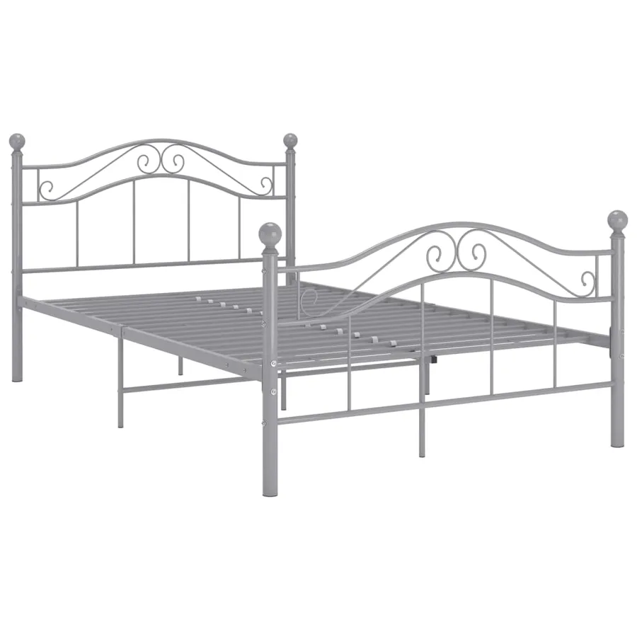 Cadre de lit sans matelas gris métal 120x200 cm - 2