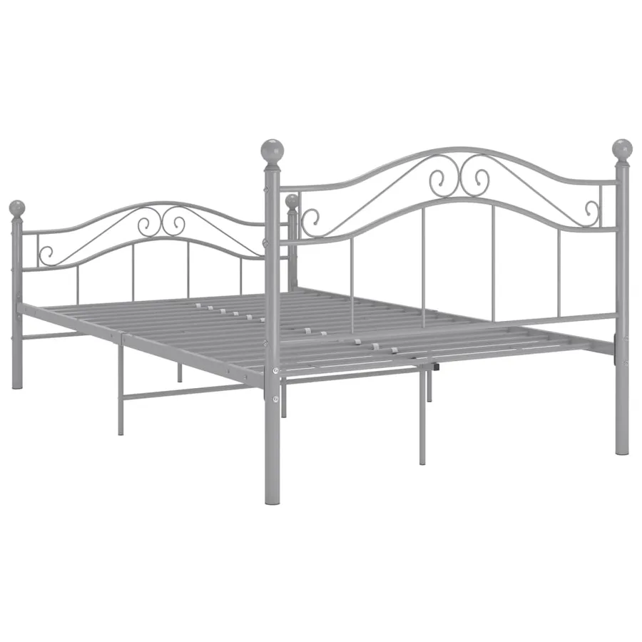 Cadre de lit sans matelas gris métal 120x200 cm - 5