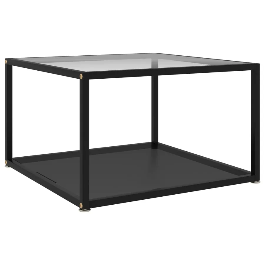 Table basse Transparent et noir 60x60x35 cm Verre trempé