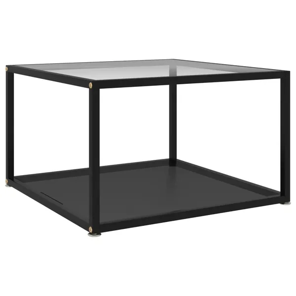 Table basse Transparent et noir 60x60x35 cm Verre trempé