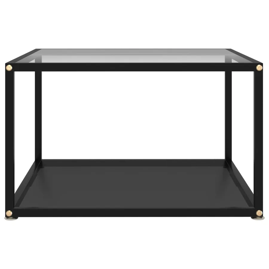 Table basse Transparent et noir 60x60x35 cm Verre trempé - 2