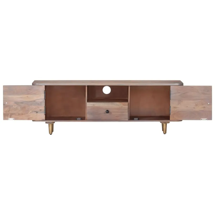 Meuble TV 118x30x40 cm Bois d'acacia massif - 4