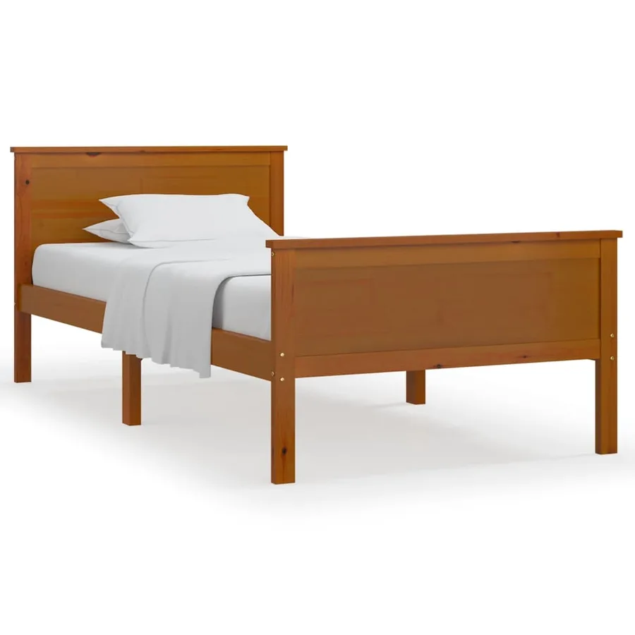 Cadre de lit sans matelas marron miel pin massif 100x200 cm - 2