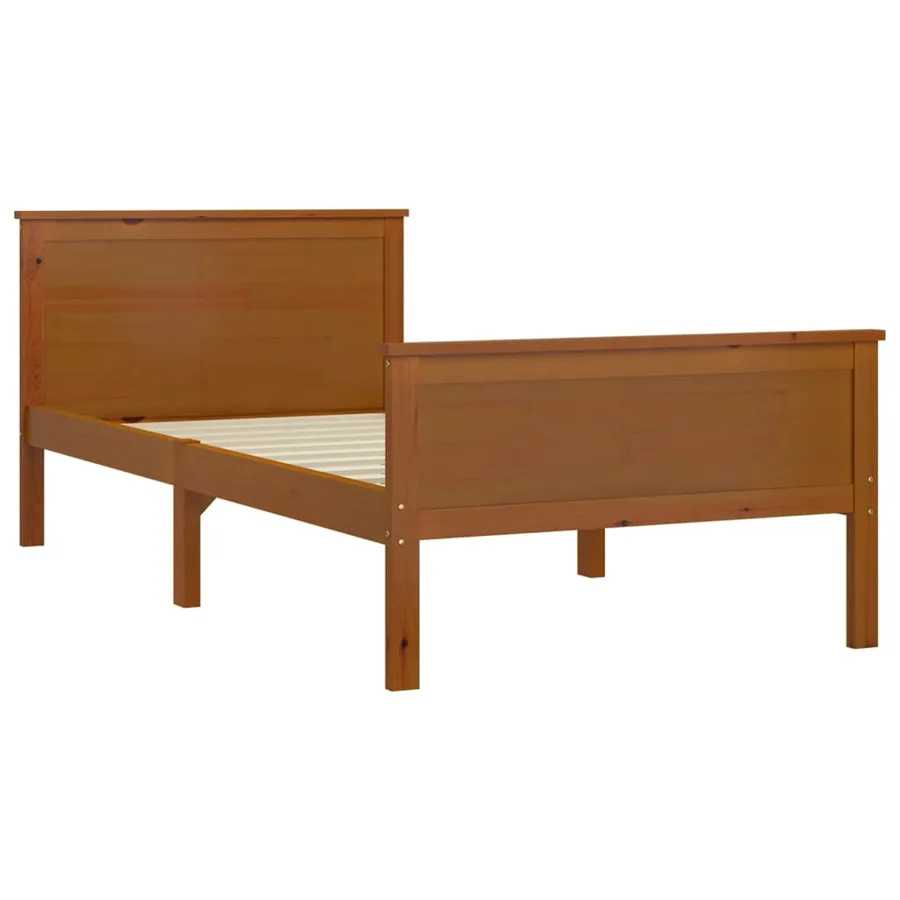 Cadre de lit sans matelas marron miel pin massif 100x200 cm - 3