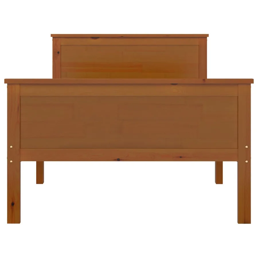 Cadre de lit sans matelas marron miel pin massif 100x200 cm - 5