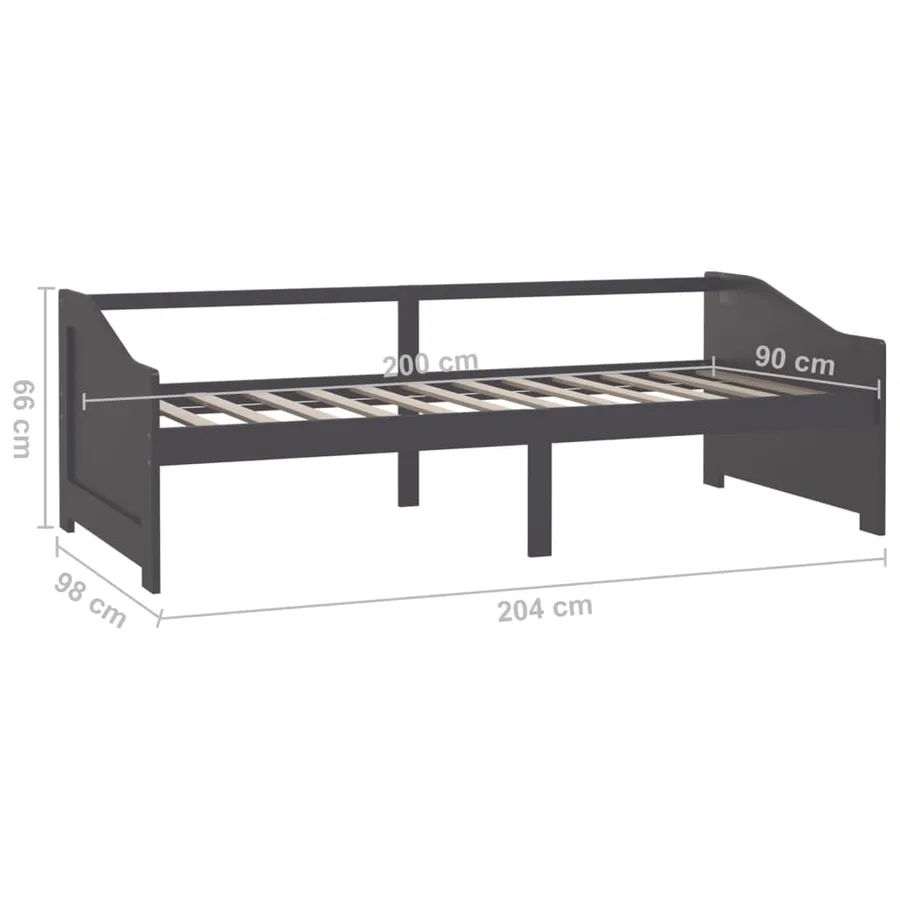 Lit de repos 3 places sans matelas Gris foncé 90x200 cm - 8