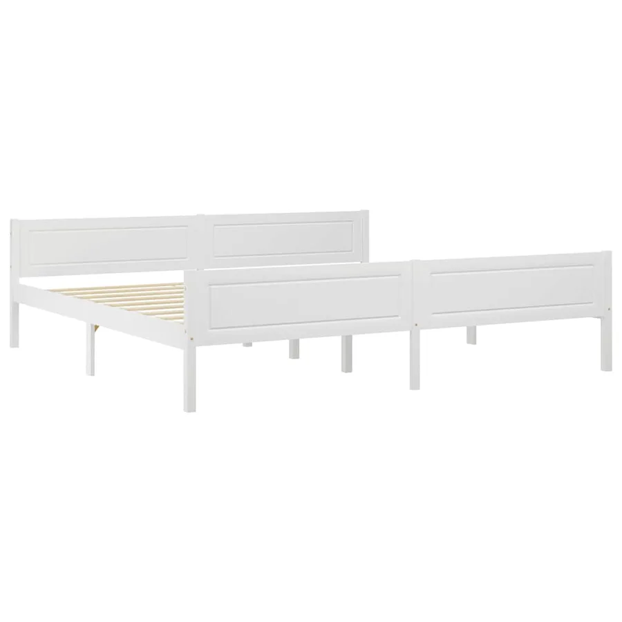 Cadre de lit sans matelas bois massif de pin blanc 200x200 cm - 2