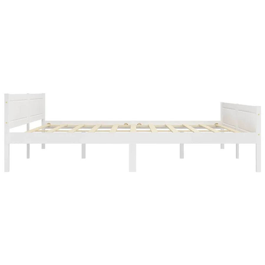 Cadre de lit sans matelas bois massif de pin blanc 200x200 cm - 4
