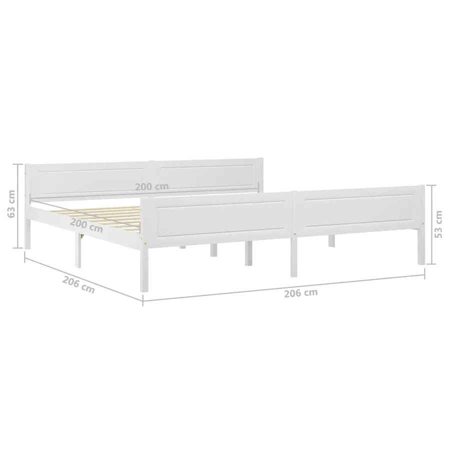 Cadre de lit sans matelas bois massif de pin blanc 200x200 cm - 6