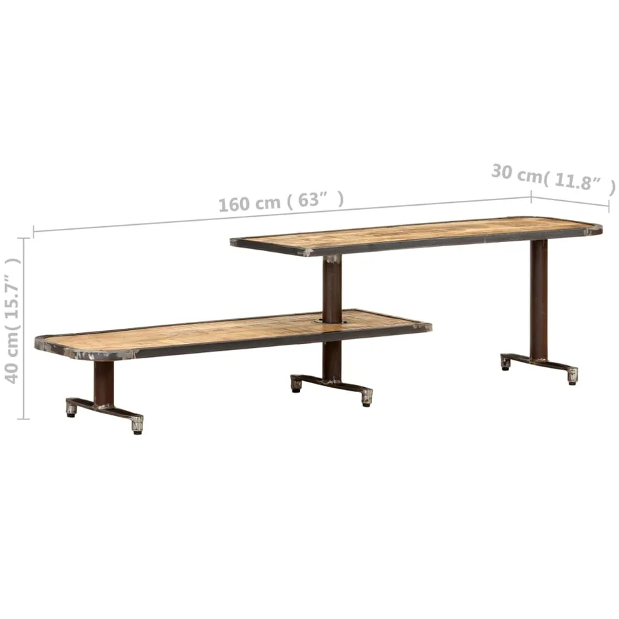 Meuble TV 160x30x40 cm Bois de manguier massif - 7