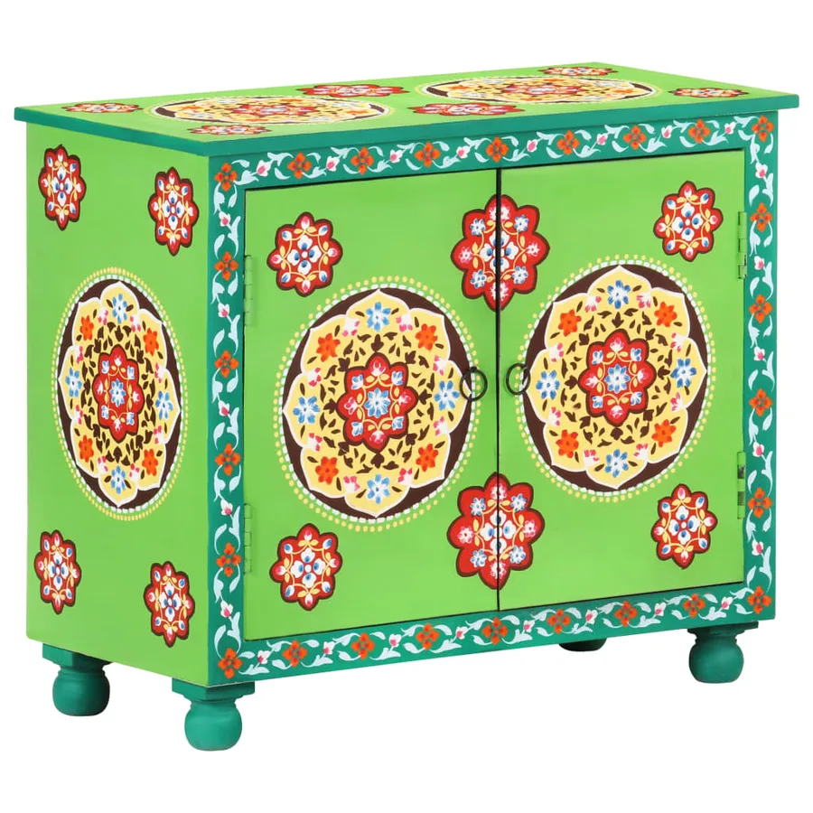 Buffet peint à la main Multicolore 70x35x60 cm Bois de manguier - 11