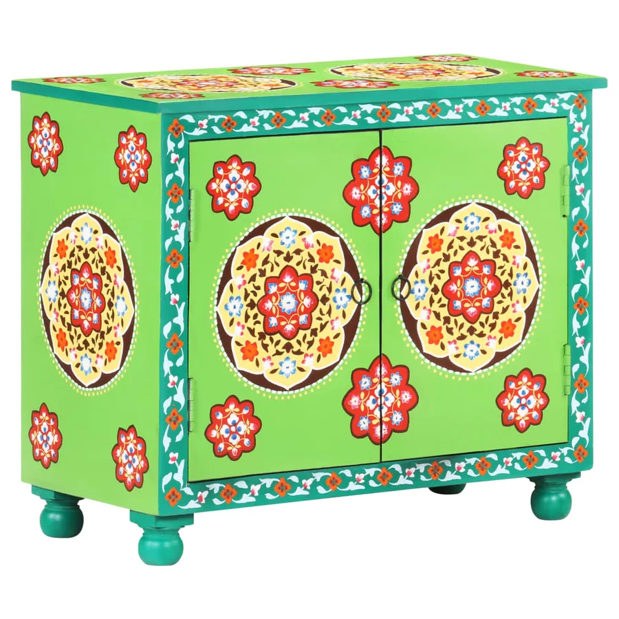 Buffet peint à la main Multicolore 70x35x60 cm Bois de manguier - 12