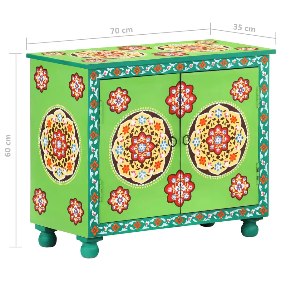 Buffet peint à la main Multicolore 70x35x60 cm Bois de manguier - 8
