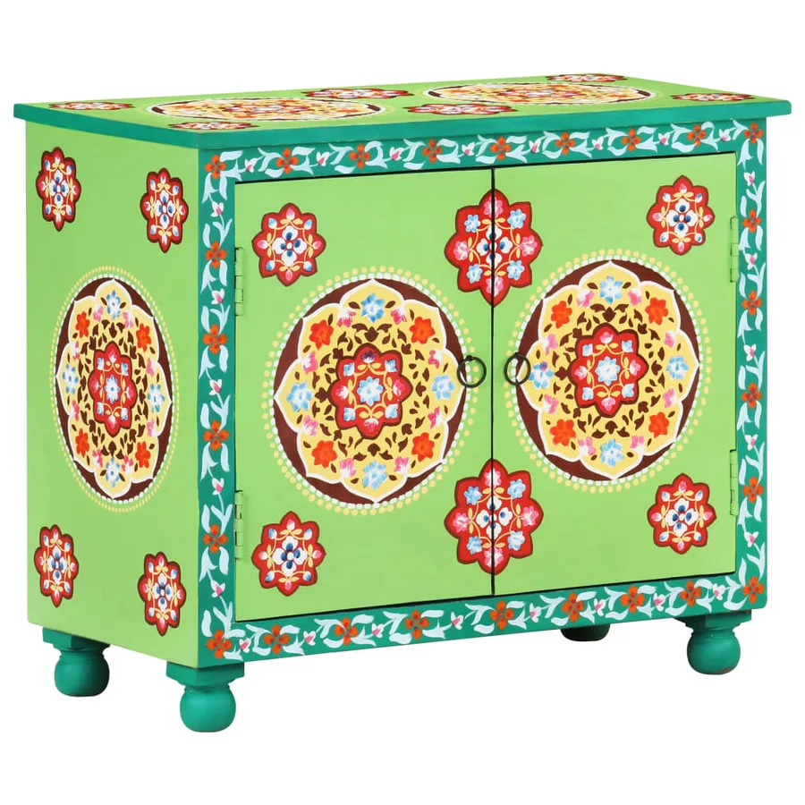 Buffet peint à la main Multicolore 70x35x60 cm Bois de manguier - 9