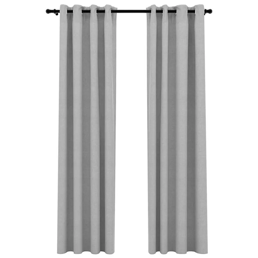 Rideaux occultants Aspect lin avec œillets 2 pcs Gris 140x225cm - 2