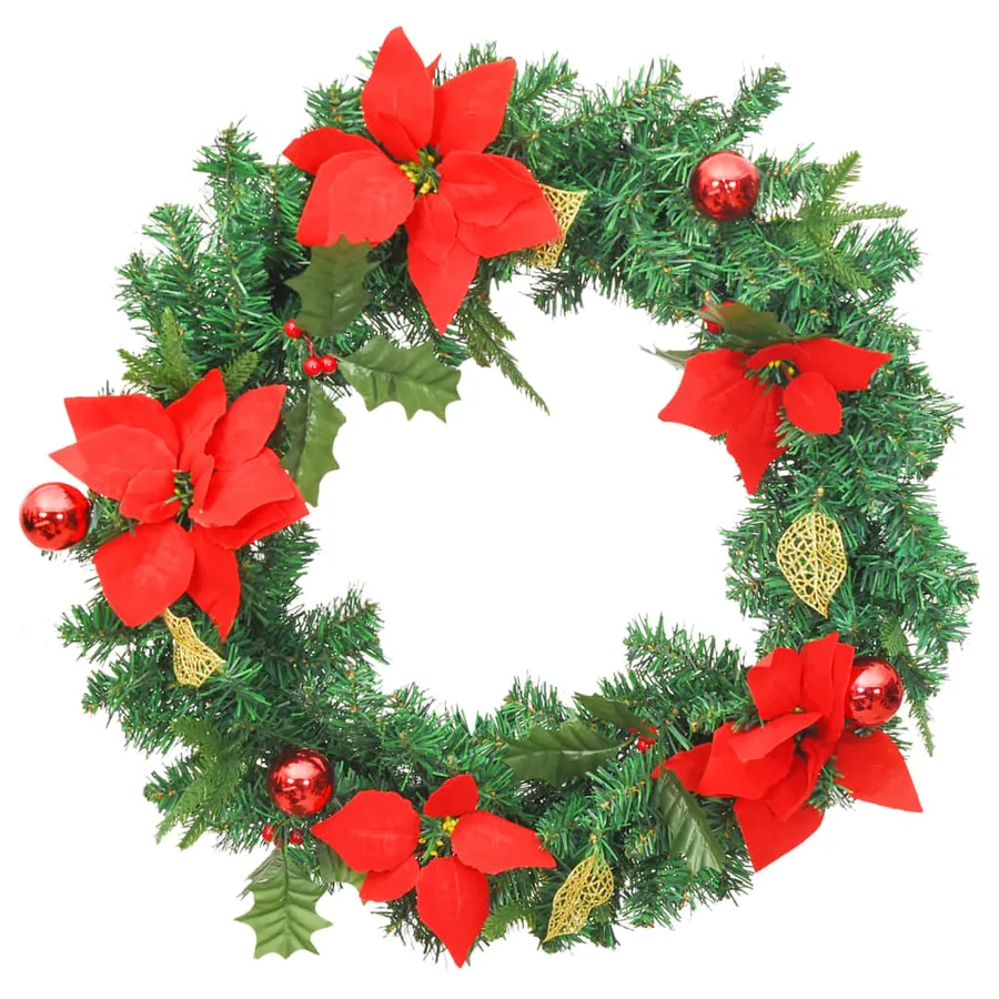 Couronne de Noël avec lumières LED vert 60 cm PVC - 3