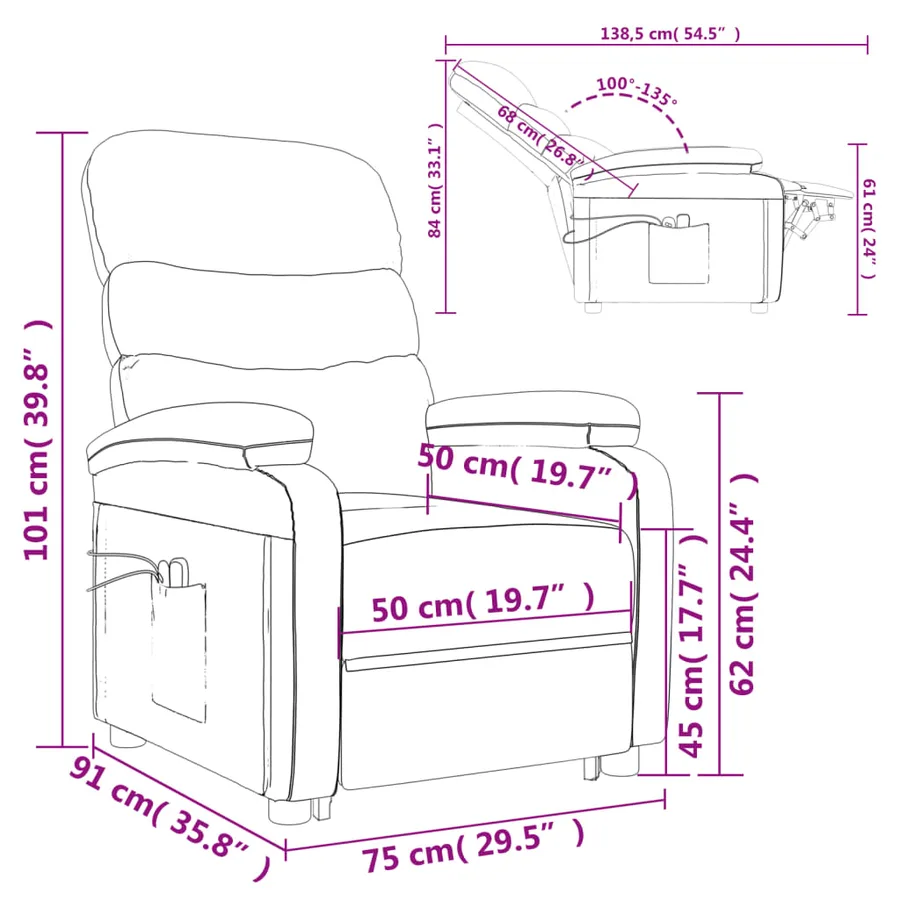 Fauteuil de massage Rouge bordeaux Similicuir - 16