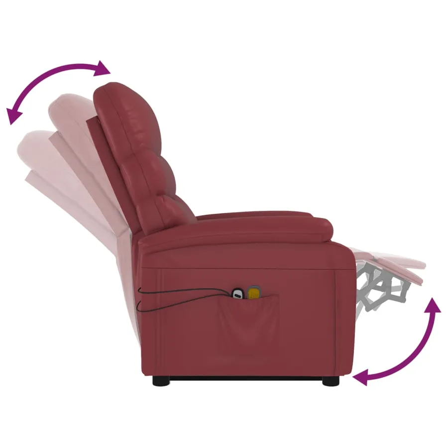 Fauteuil de massage Rouge bordeaux Similicuir - 9