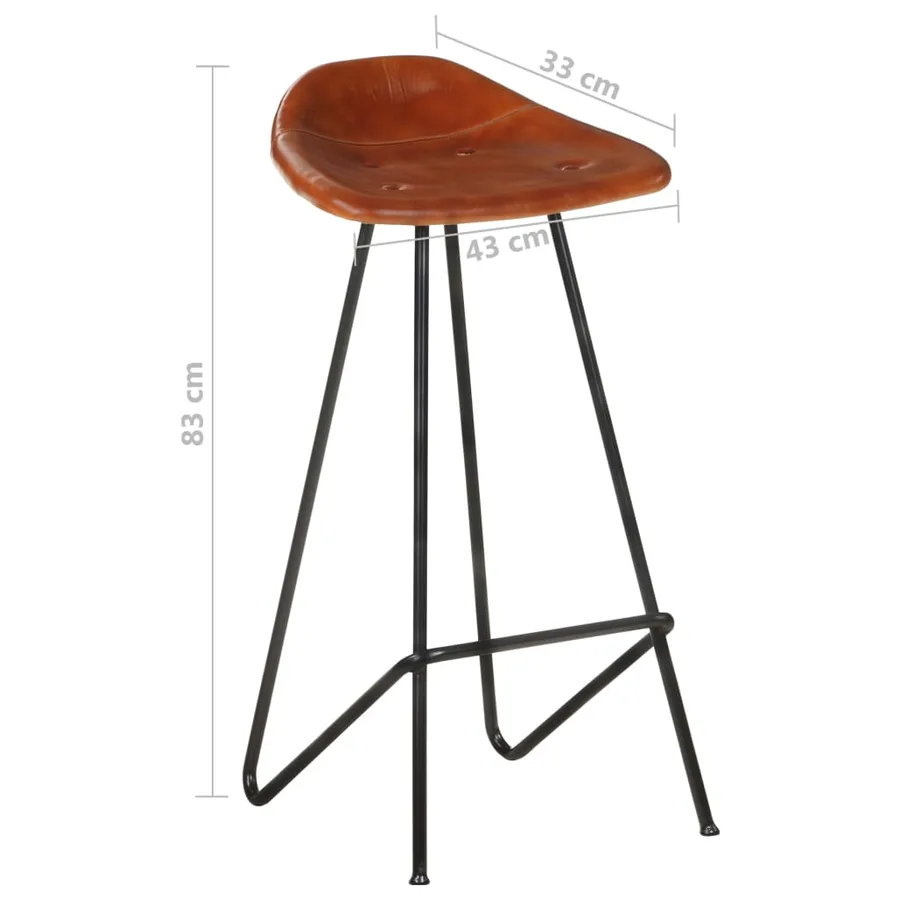 Tabourets de bar lot de 2 marron cuir véritable - 12