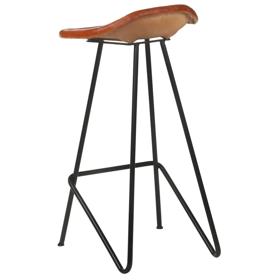 Tabourets de bar lot de 2 marron cuir véritable - 4