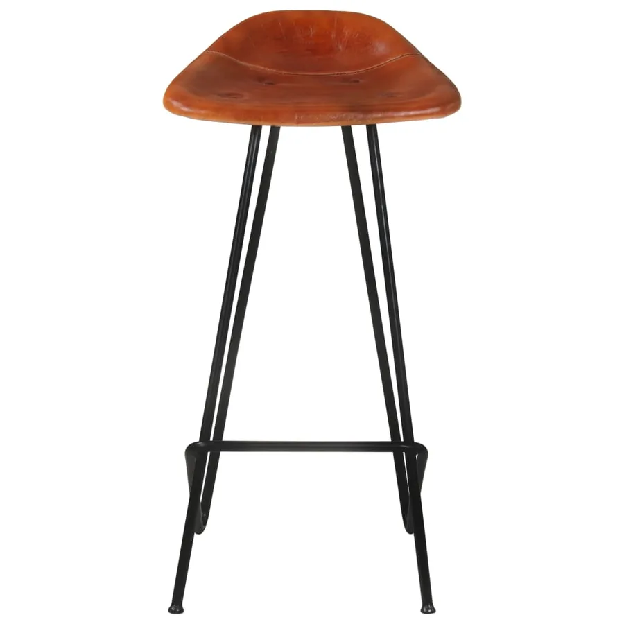 Tabourets de bar lot de 2 marron cuir véritable - 5