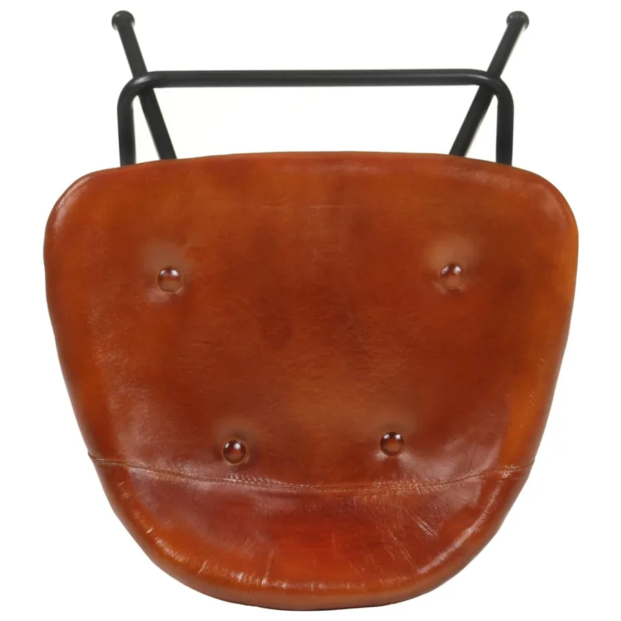 Tabourets de bar lot de 2 marron cuir véritable - 7