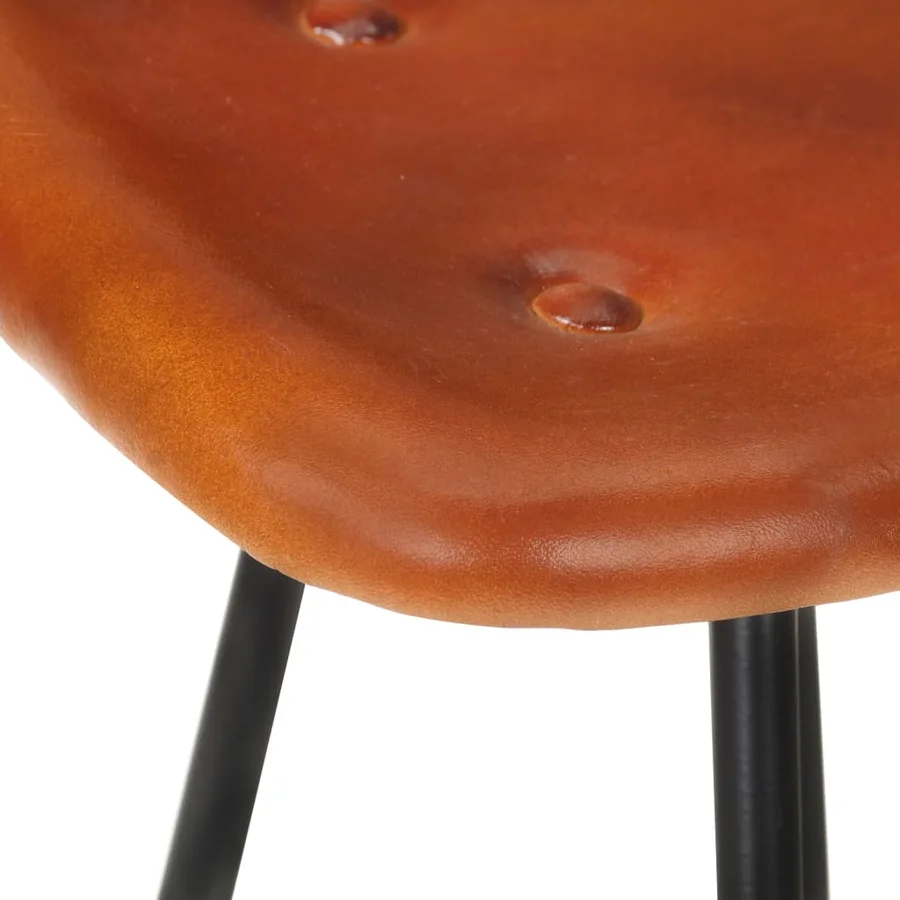 Tabourets de bar lot de 2 marron cuir véritable - 8