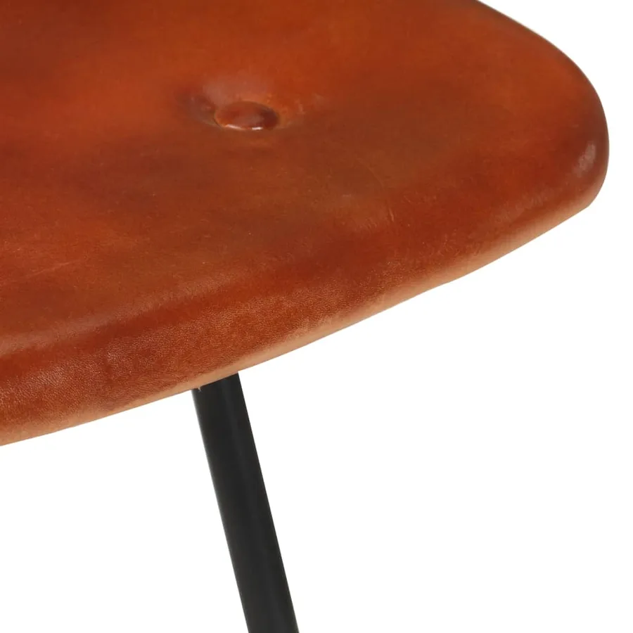 Tabourets de bar lot de 2 marron cuir véritable - 9