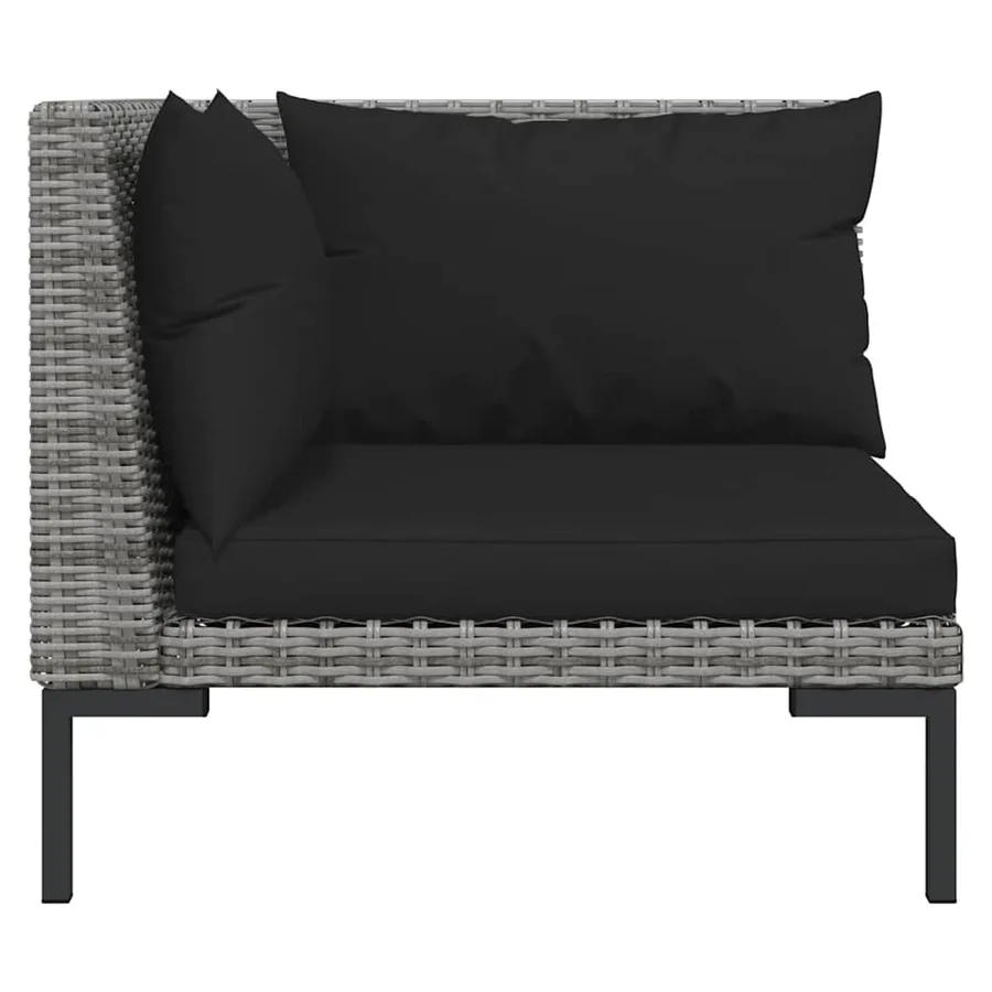 Salon de jardin 3 pcs Gris foncé Résine tressée demi-ronde - 6