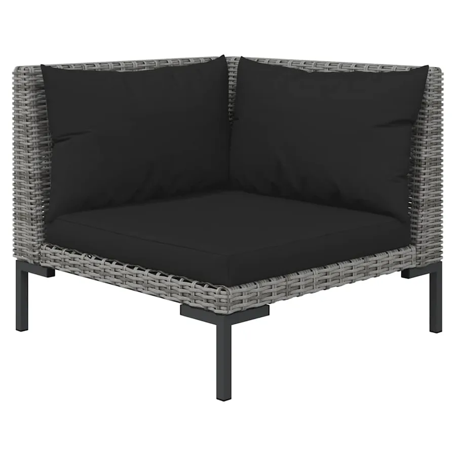 Salon de jardin 3 pcs Gris foncé Résine tressée demi-ronde - 7