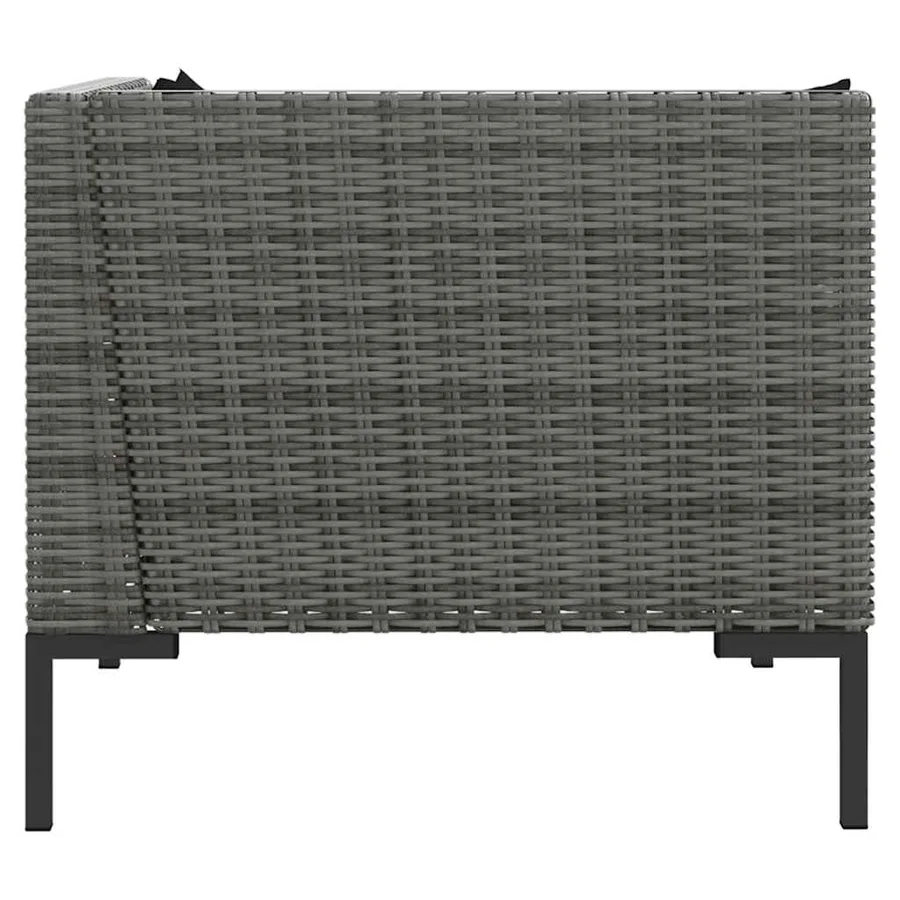 Salon de jardin 3 pcs Gris foncé Résine tressée demi-ronde - 8