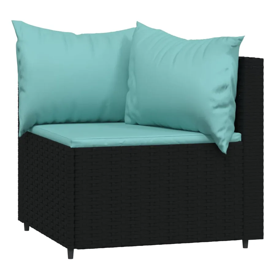 Salon de jardin 4 pcs avec coussins Noir Résine tressée - 4