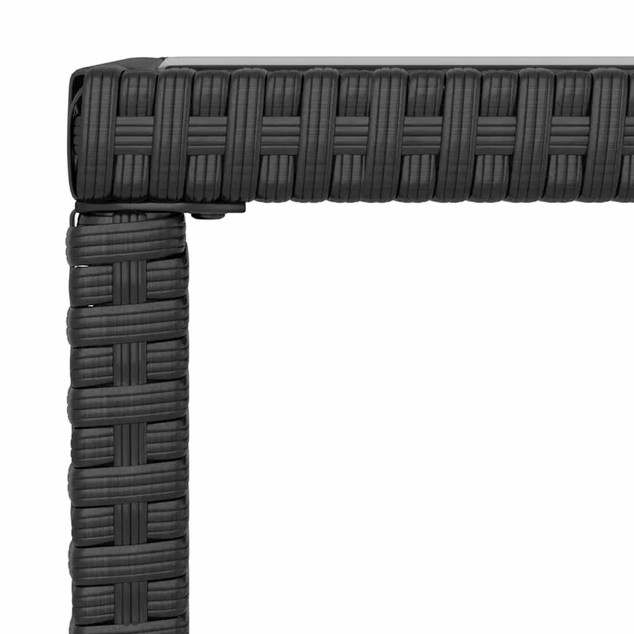 Salon de jardin 4 pcs avec coussins Noir Résine tressée - 6