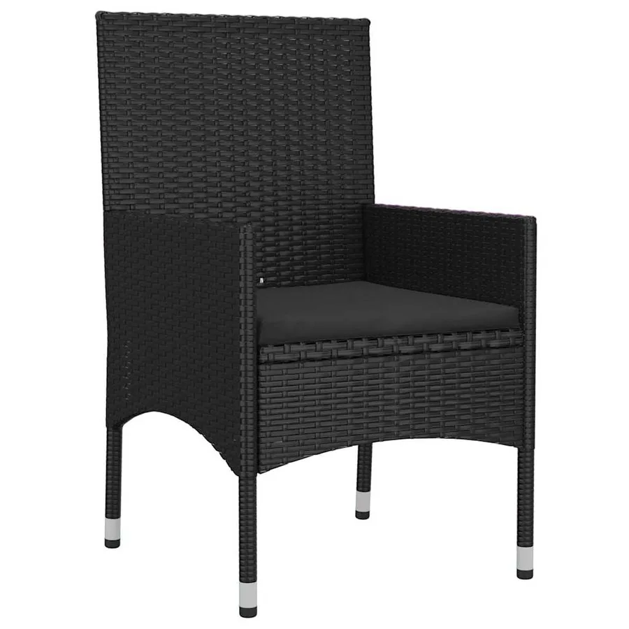 Salon de jardin 4 pcs avec coussins Noir Résine tressée - 7