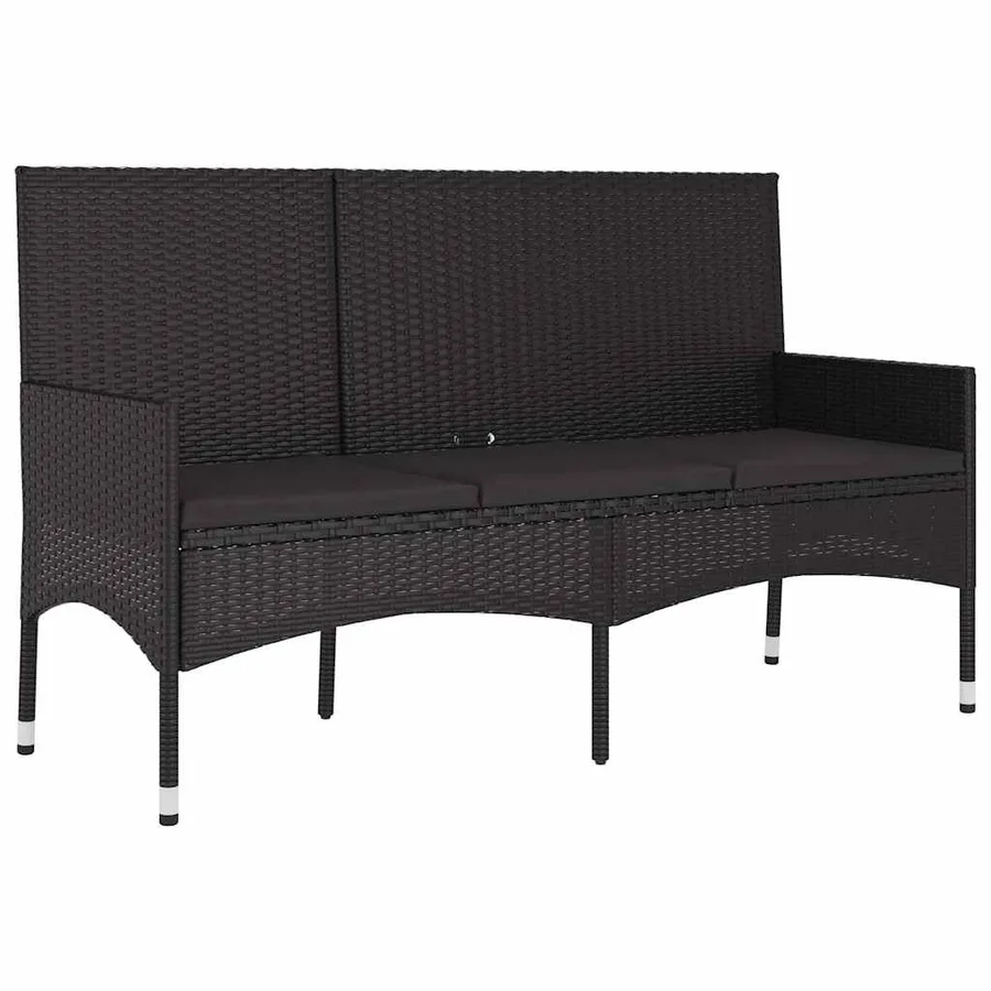 Salon de jardin 4 pcs avec coussins Noir Résine tressée - 8
