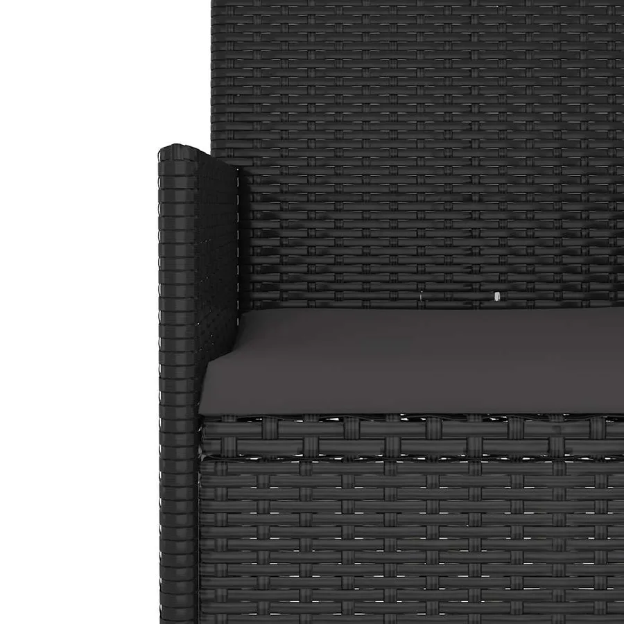 Salon de jardin 4 pcs avec coussins Noir Résine tressée - 9