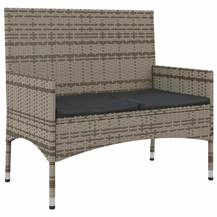 Salon de jardin 4 pcs avec coussins Gris Résine tressée - 10