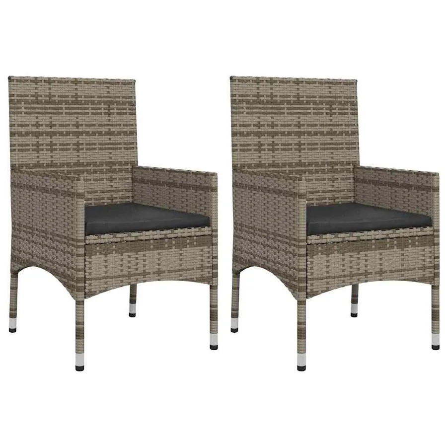 Salon de jardin 4 pcs avec coussins Gris Résine tressée - 7